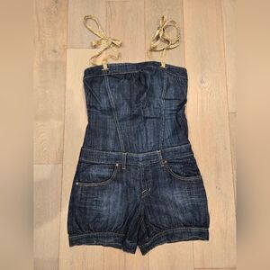 Fornarina original vintage Y2K dark blue denim one piece romper